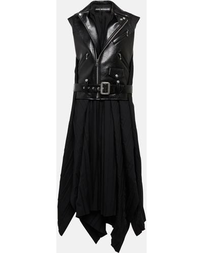 Junya Watanabe Maxi Dress With Faux Leather Vest - Black