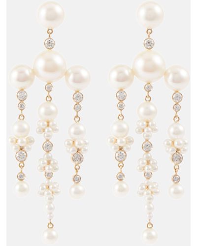 Sophie Bille Brahe Jardin De Reve 14kt Gold Earrings With Diamonds And Pearls - White