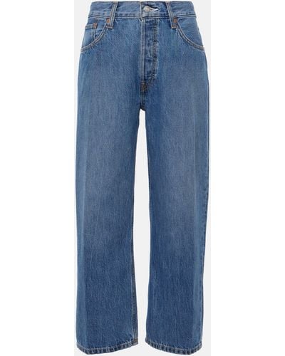 RE/DONE Loose Crop High-rise Straight Jeans - Blue