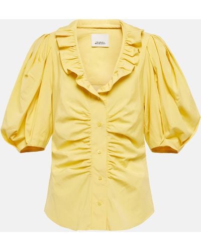 Isabel Marant Catalia Silk And Cotton Blouse - Yellow