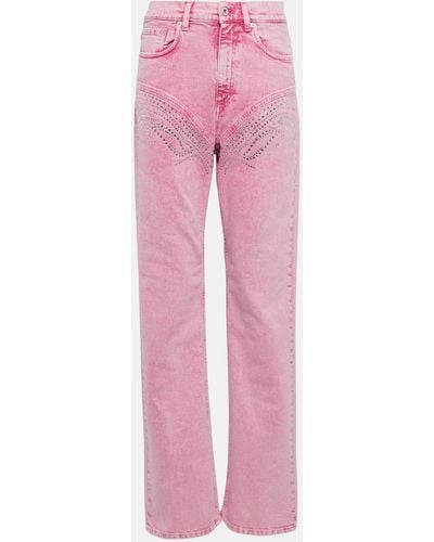 Y. Project Crystal-embellished Wide-leg Jeans - Pink