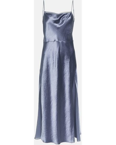 Vince Satin And Organza Slip Dress - Blue