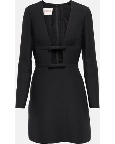 Valentino Cutout Wool And Silk Minidress - Black