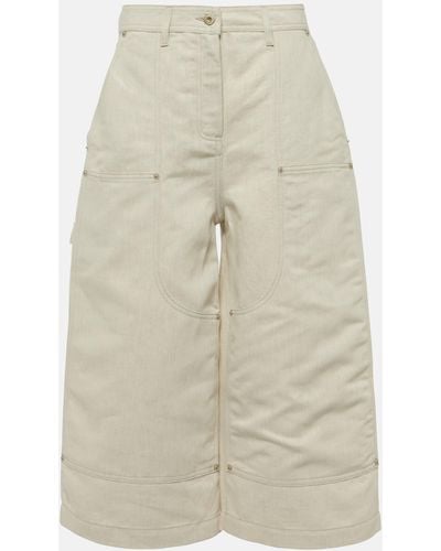 Loewe High-rise Cotton And Linen Culottes - White