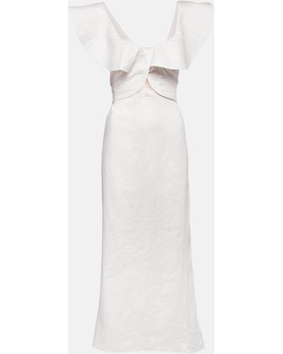 Johanna Ortiz Linen Midi Dress - White