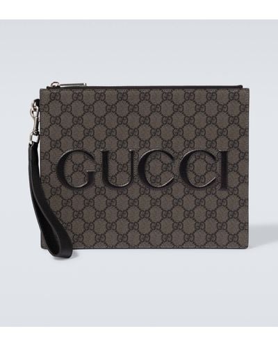 Gucci GG Canvas Pouch With Strap - Grey