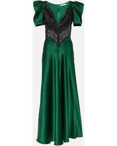Rodarte Silk Lace Maxi Dress - Green