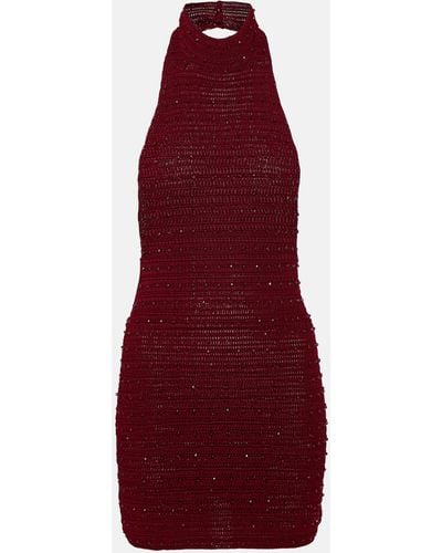 AYA MUSE Pora Sequined Knit Halter Minidress - Red