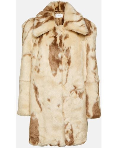 Victoria Beckham Faux Fur Coat - Natural