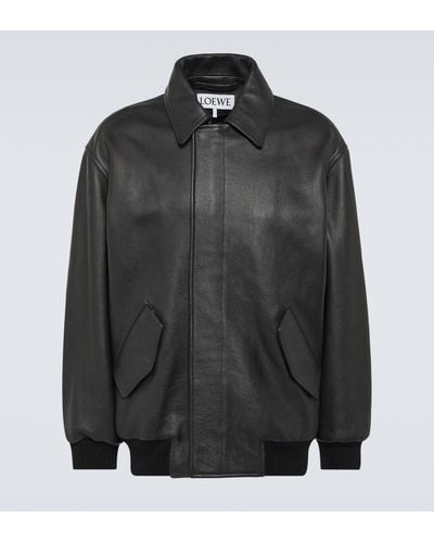 Loewe Leather Bomber Jacket - Black