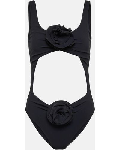 Magda Butrym Floral-applique Cutout Swimsuit - Black