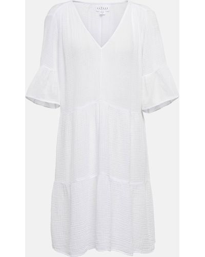 Velvet Brianne Cotton Gauze Tiered Minidress - White