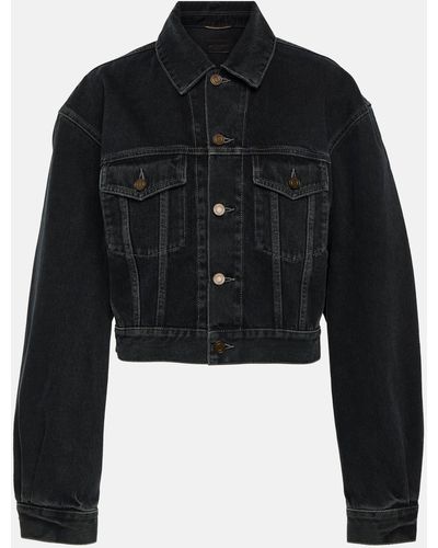 Saint Laurent '80s Cropped Denim Jacket - Black