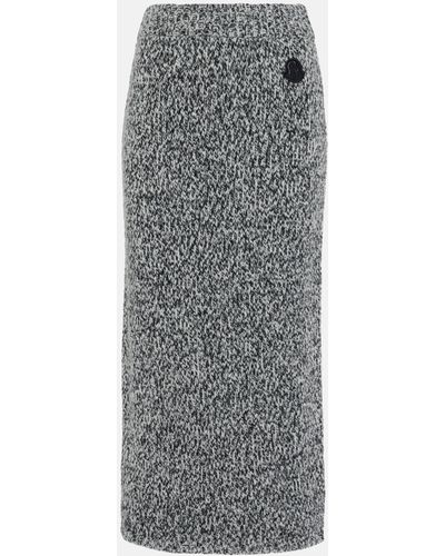 Moncler Intarsia Wool-blend Pencil Skirt - Grey