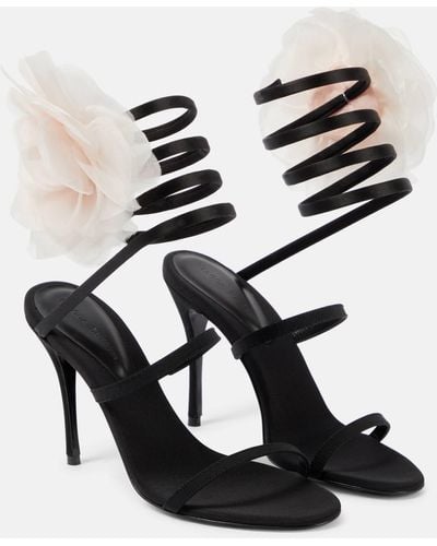 Magda Butrym Floral-applique Satin Sandals - Black