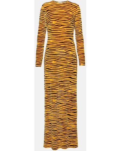 Rabanne Tiger-print Velvet Maxi Dress - Metallic