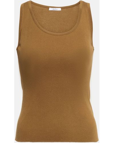 Max Mara Show Cotton Jersey Tank Top - Brown