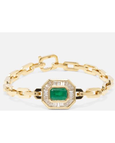 SHAY 18kt Gold Bracelet With Diamonds And Emeralds - Metallic