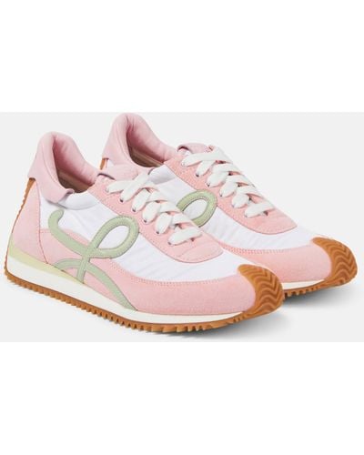 Loewe Flow Runner Monogram Leather And Shell Sneakers - Pink