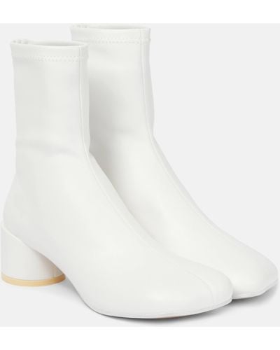 MM6 by Maison Martin Margiela Leather Ankle Boots - White