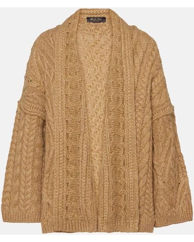 Loro Piana Cable-knit Cashmere And Mohair Cardigan - Brown