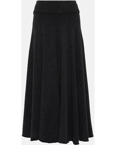 Extreme Cashmere N°313 Twirl Cashmere-blend Midi Skirt - Black