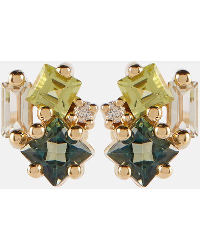 Suzanne Kalan Nadima 14kt Gold Earrings With Diamonds, Amethyst And Topaz - Multicolour