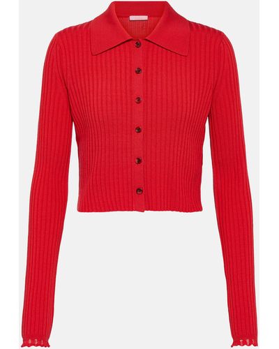Chloé Rib-knit Wool Cardigan - Red