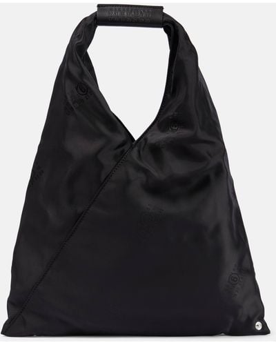 MM6 by Maison Martin Margiela Japanese Small Leather-trimmed Tote - Black