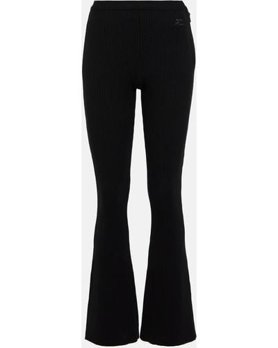 Courreges Ribbed-knit High-rise Flare Pants - Black