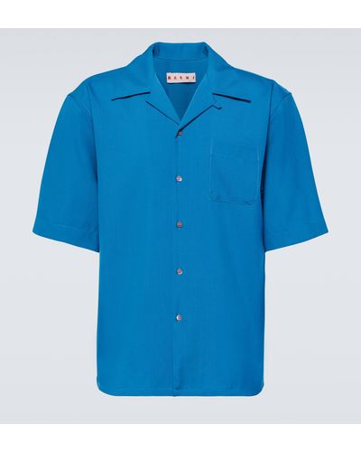 Marni Virgin Wool Bowling Shirt - Blue