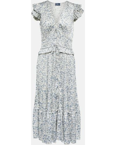 Polo Ralph Lauren Floral-print Plissé Dress - White