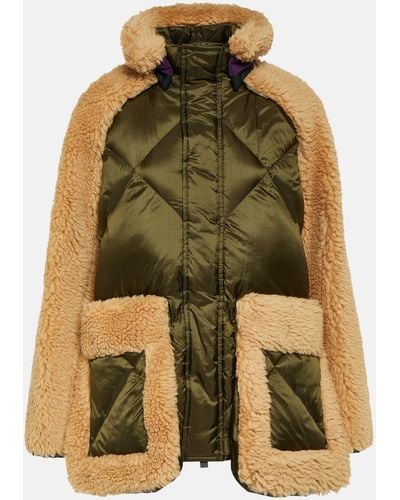Sacai Shearling-trimmed Quilted Jacket - Green