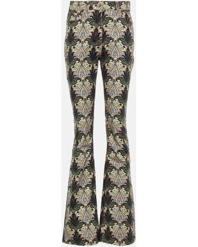Etro Printed High-rise Flared Pants - Green