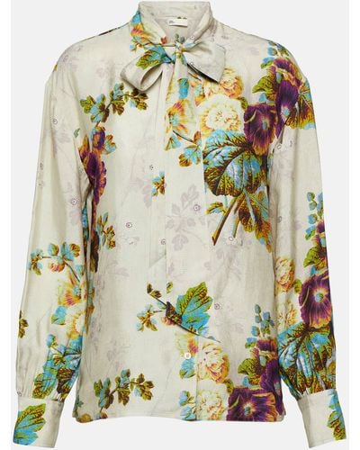 Tory Burch Floral Satin Blouse - Green