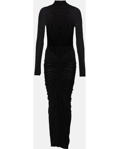 Alaïa Draped Jersey Maxi Dress - Black