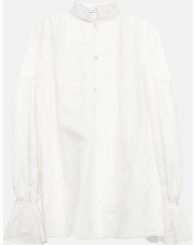 Etro Ruched Cotton And Silk Blouse - White