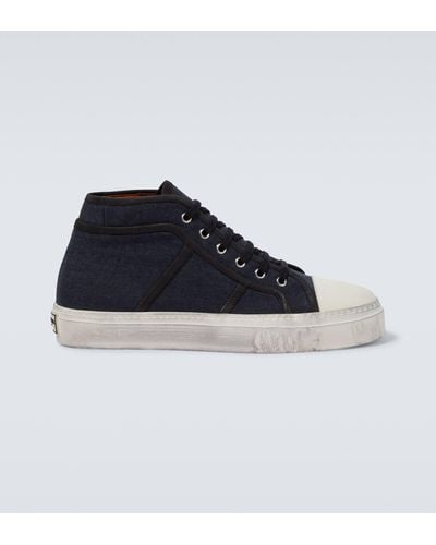 Dolce & Gabbana Denim Leather-trimmed Sneakers - Blue