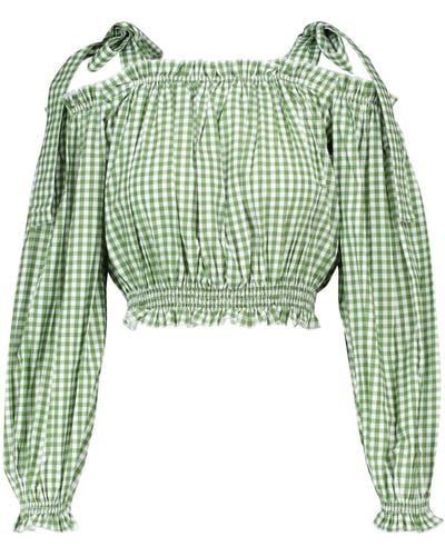 Alexandra Miro Gingham Cotton Crop Top - Green