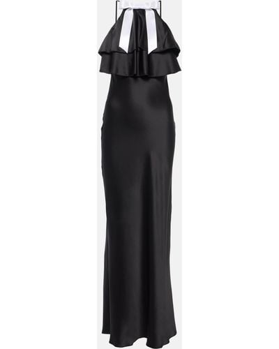 Rodarte Bow-detail Halterneck Silk Satin Gown - Black