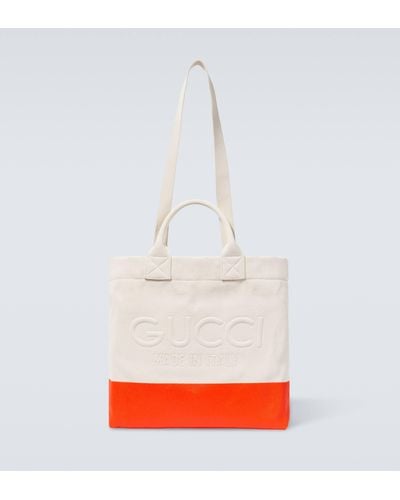 Gucci Logo Canvas Tote Bag - White