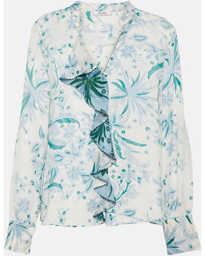 Dorothee Schumacher Blooming Blend Floral Ruffled Blouse - Blue