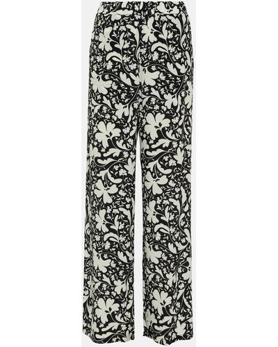 Stella McCartney Printed Wide-leg Silk Pants - White
