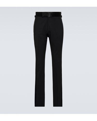 Tom Ford Shelton Mid-rise Wool-blend Slim Pants - Black