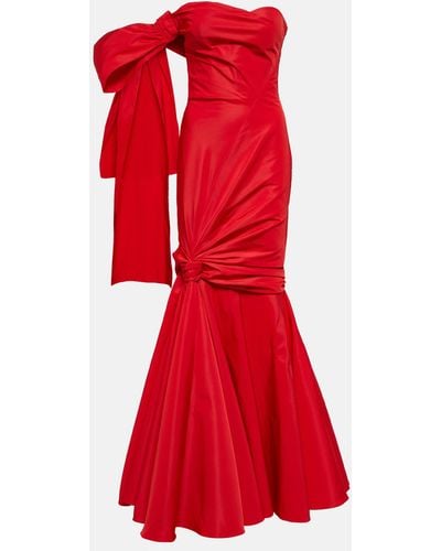 Alexander McQueen Bow-detail Bustier Polyfaille Gown - Red