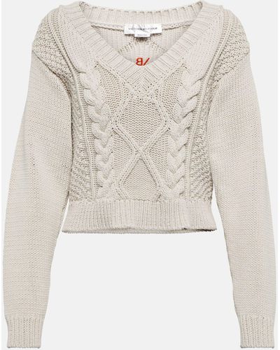 Victoria Beckham Cable-knit Cotton-blend Sweater - Natural