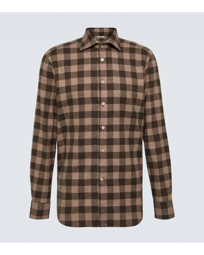 Kiton Checked Cotton Shirt - Brown