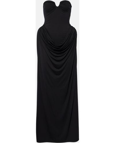 Magda Butrym Jersey Draped Bustier Long Dress - Black