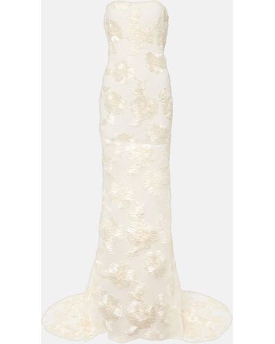ROTATE BIRGER CHRISTENSEN Bridal Alberty Floral-applique Mesh Gown - White