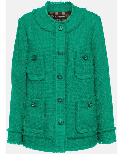 Dolce & Gabbana Embellished Wool-blend Jacket - Green